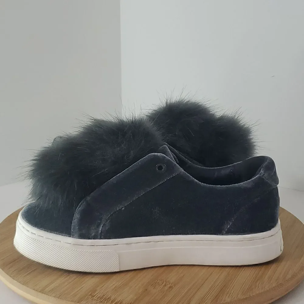 Sam Edelman Leya Velvet Pom Pom Platform Sneakers Women's Size 6.5